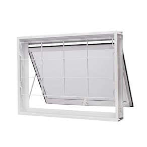 Janela de Aço Maxim-Ar 60x80cm com Grade Quadriculada e Vidro Boreal Qualitysol Ramassol Branco