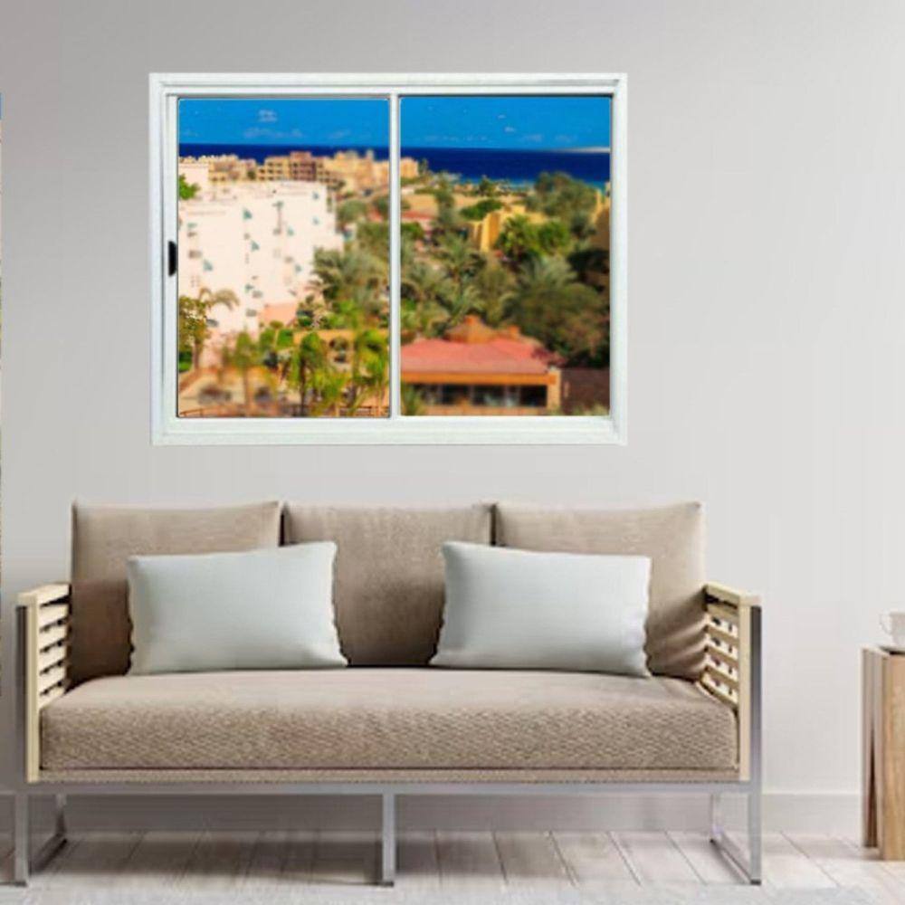 Janela Vitrô de Alumínio 2 Folhas 100 x 120cm Modular Esquadrias Bergame Branco