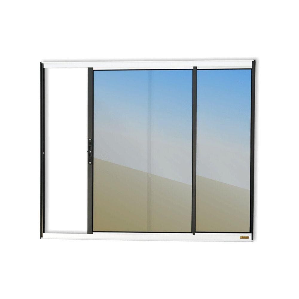 Janela Confort 2 Folhas Vidro Reflex 100cm x 120cm Brimak Mix Preto