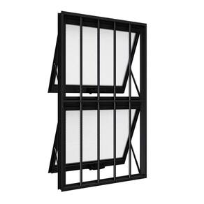 Janela de Aluminio Maxim-ar Duplo com Grade 118x60cm Lucasa Preto