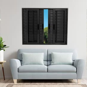 Janela Veneziana de Alumínio 6 Folhas 100 x 150cm Linha 25 Preto
