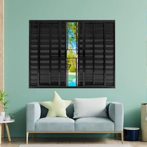 Janela Veneziana de Alumínio 6 Folhas 120 x 120cm Modular com Grade Esquadrias Bergame Preto