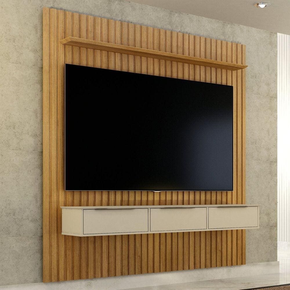 Painel Suspenso 182,8 Cm com Nicho Vitória 100% Mdf Cinamomo/Off White