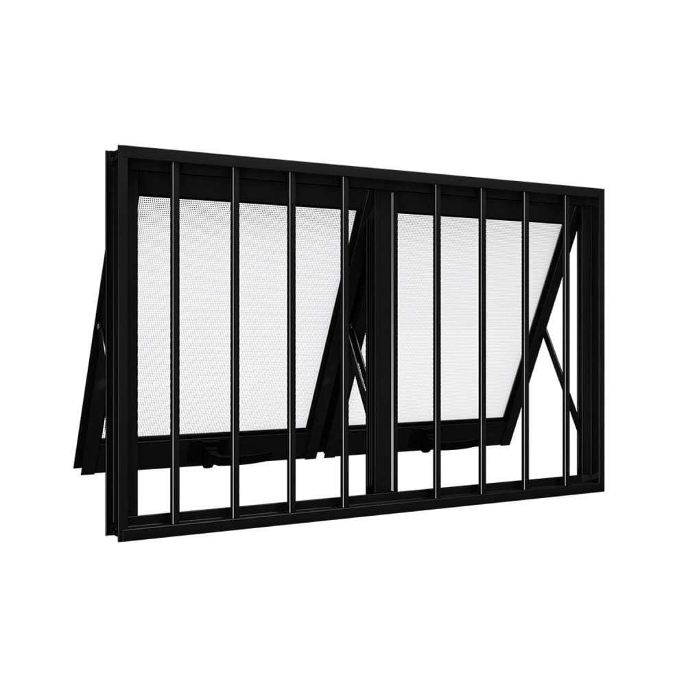 Janela de Aluminio Maxim-ar Duplo Horizontal com Grade 60x118cm Lucasa Preto
