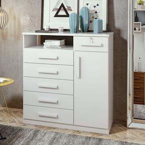 Cômoda 1 Porta 6 Gavetas Da Vinci Móveis Lopas Branco