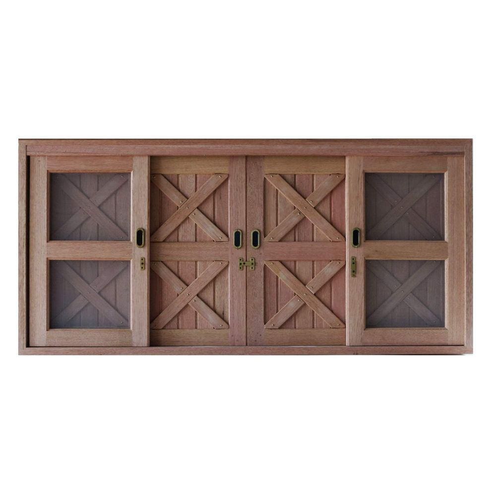 Janela de Correr com Tela 6 Folhas Celeiro 120cmx160cm MaderSilva Marrom