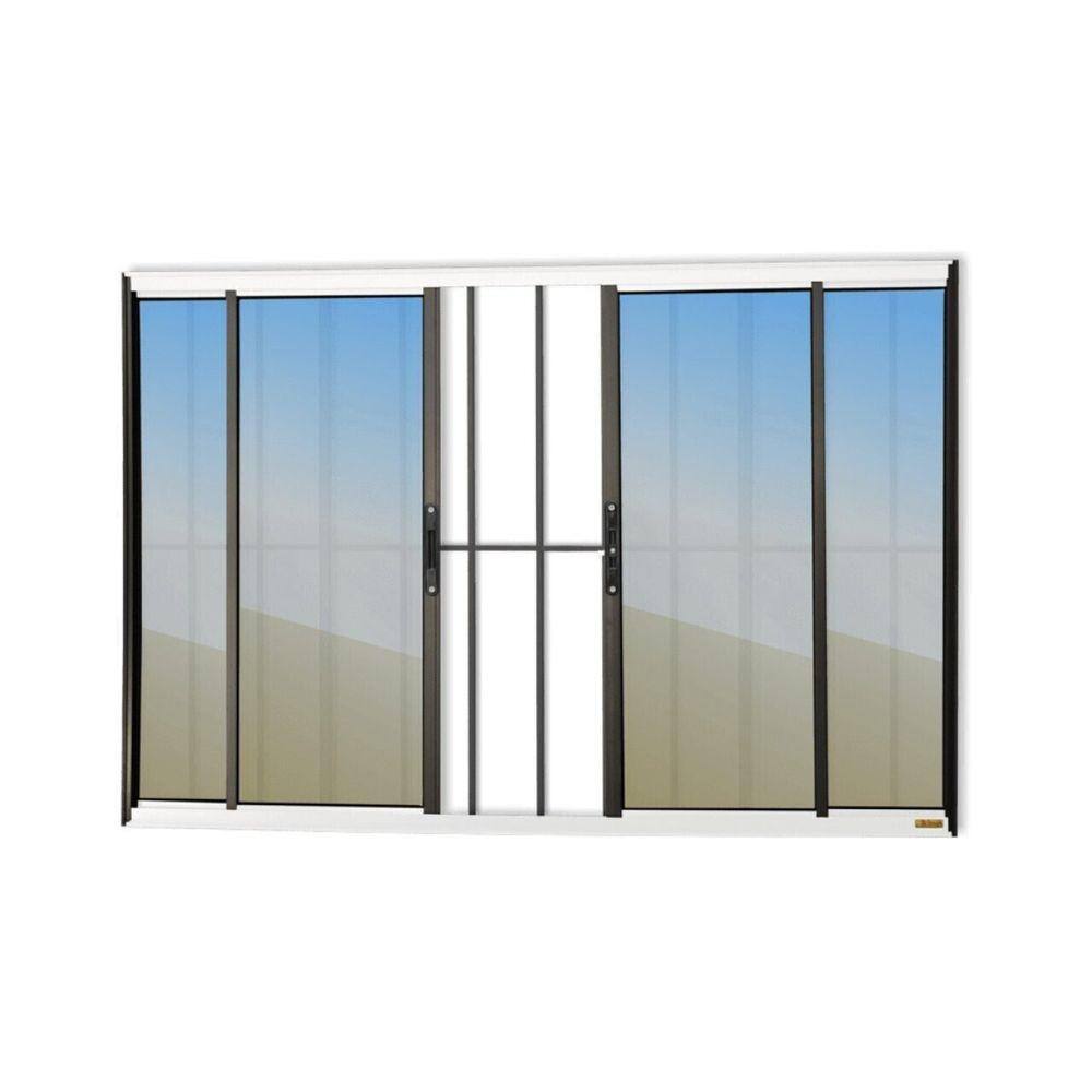 Janela Confort 4 Folhas com Grade Vidro Reflex 100cm x 200cm Brimak Mix Preto