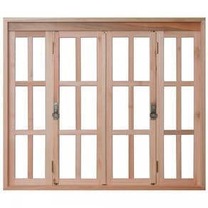 Janela de Madeira Pantográfica 100x120cm Com Caixilho 9,4cm EWK 396 Rondosul Marroml