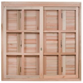 Janela de Madeira Pantográfica 100x120cm Com Caixilho 14cm EWK 370 Rondosul Marroml