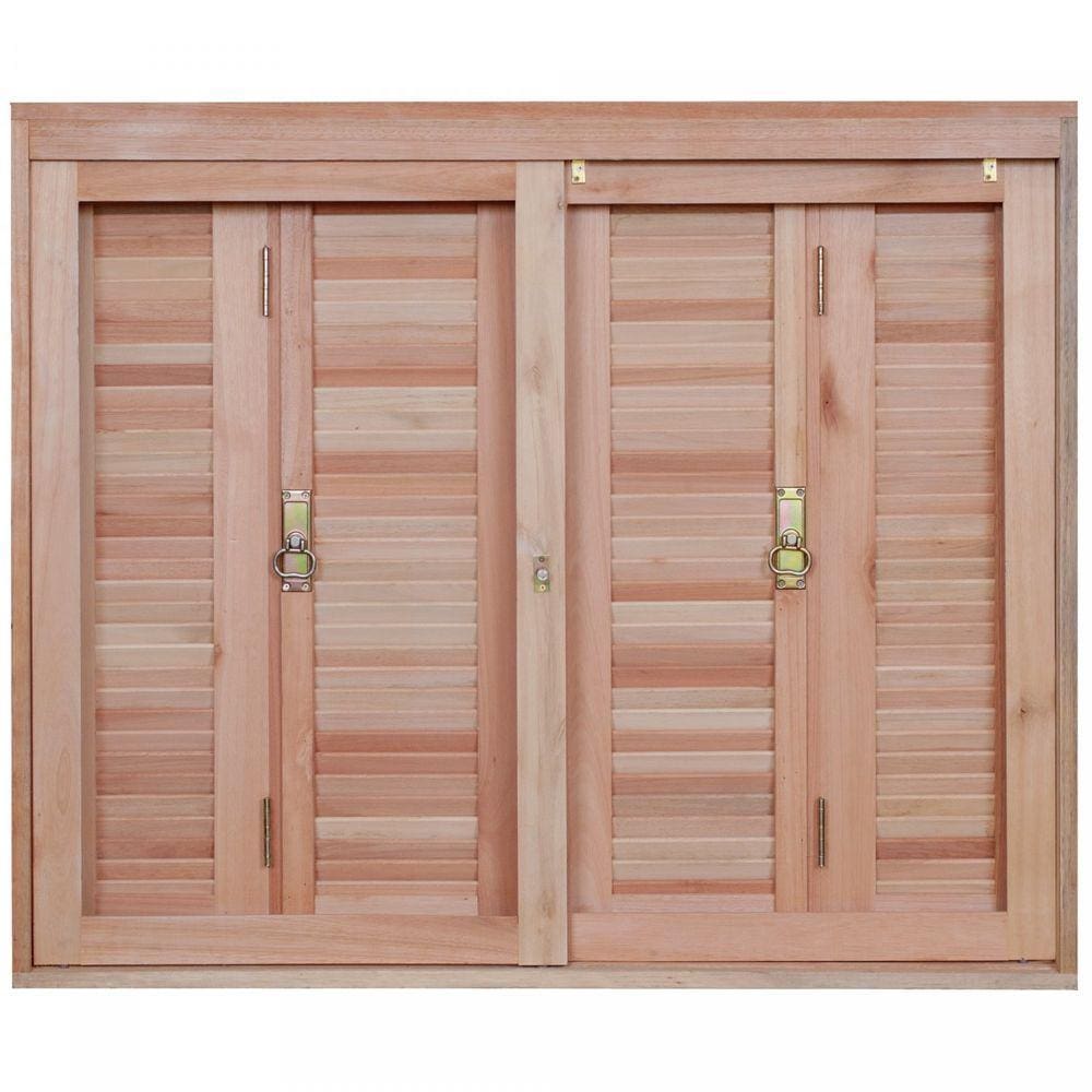 Janela de Madeira Veneziana 100x150cm Com Caixilho 12cm  EWK 260 Rondosul Marroml