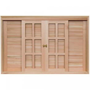 Janela de Madeira Veneziana de Correr 120x200cm Com Caixilho 14cm EWK 372 Rondosul Marroml