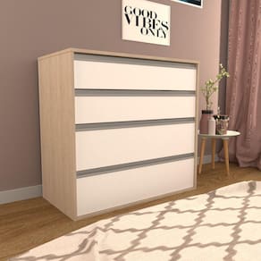 Cômoda 4 Gavetas 90cm Nova Mobile Noce/Branco