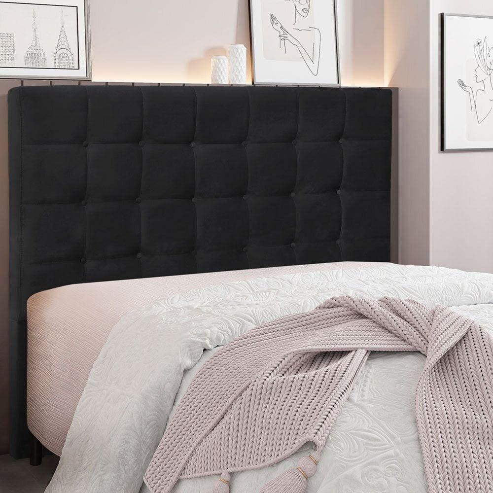 Cabeceira Casal 140cm Veludo Verona Spezzia Preto