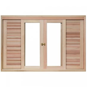 Janela de Madeira Veneziana de Correr 120x200cm Com Caixilho 14cm EWK 362 Rondosul Marroml