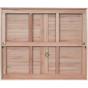 Janela de Madeira Veneziana 120x120cm Com Caixilho e Guilhotina EWK G990 Rondosul Marroml
