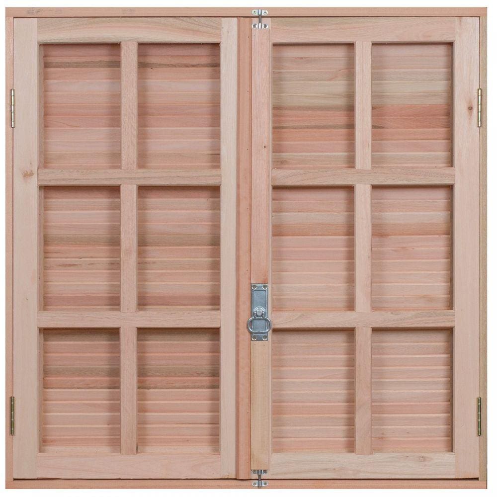 Janela de Madeira Veneziana 100x100cm Com Caixilho 8,5cm EWK 150 Rondosul Marroml