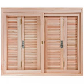 Janela de Madeira Pantográfica 100x120cm Com Caixilho 14cm EWK 360 Rondosul Marroml