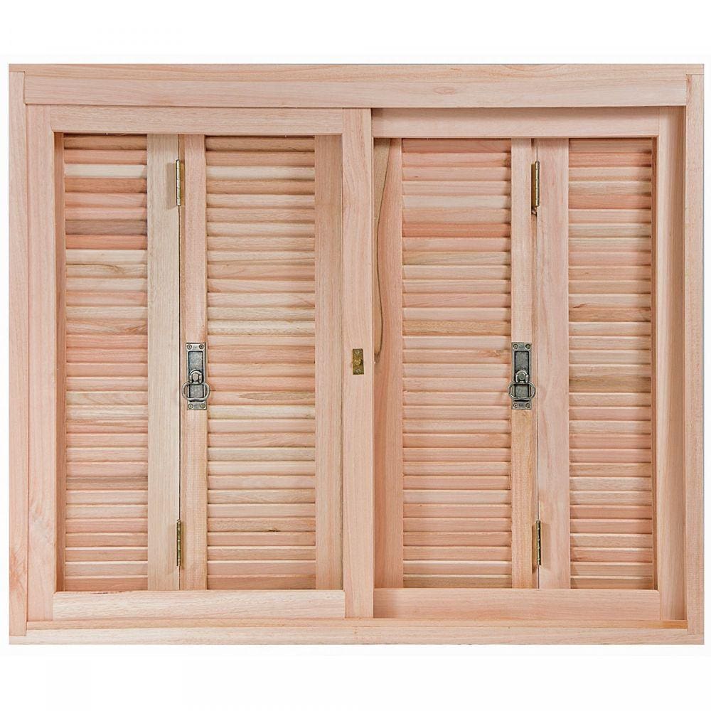 Janela de Madeira Pantográfica 120x200cm Com Caixilho 14cm  EWK 360 Rondosul Marroml