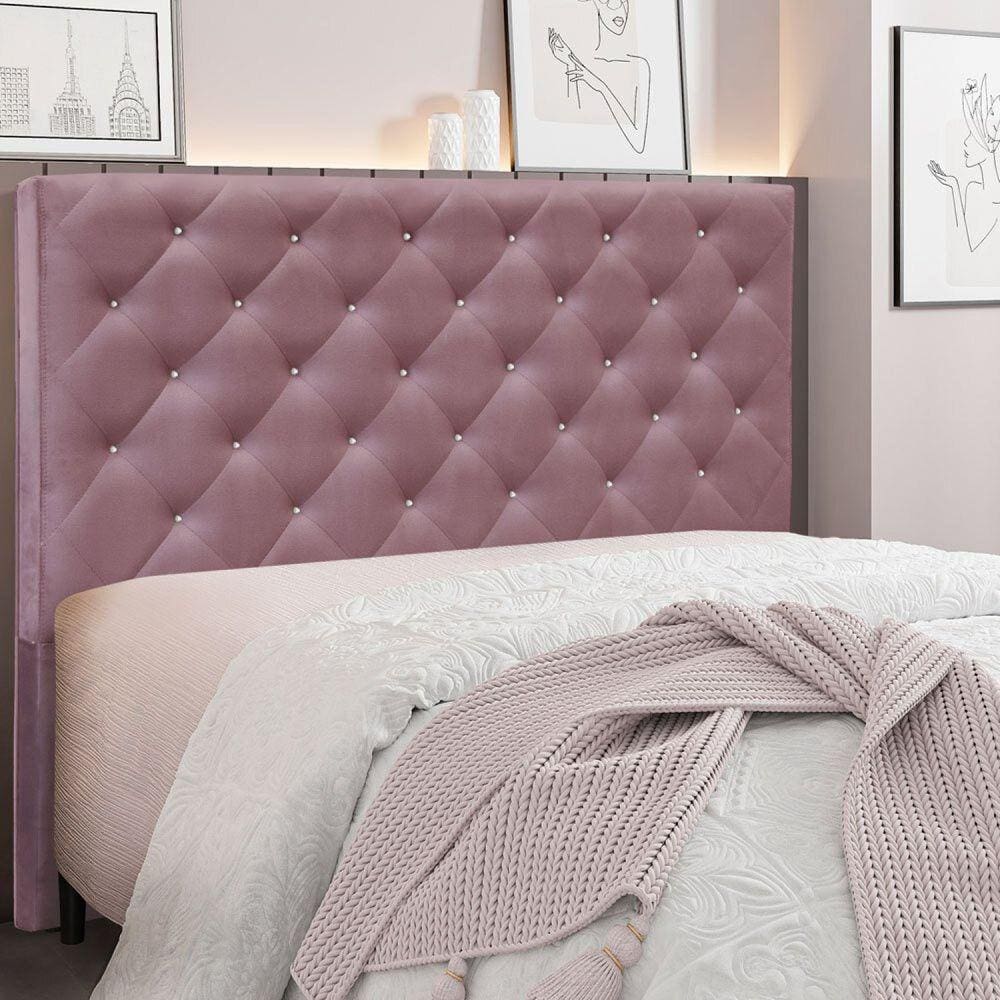 Cabeceira Casal 140cm Veludo Tânia Spezzia Uva