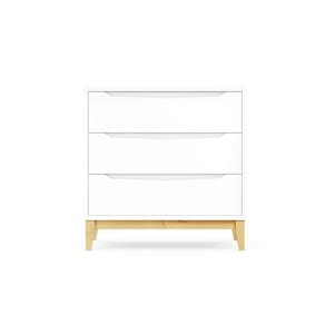 Cômoda Infantil Retrô 3 Gavetas Amor Perfeito Accesso Móbile Branco com Pinus Marroml