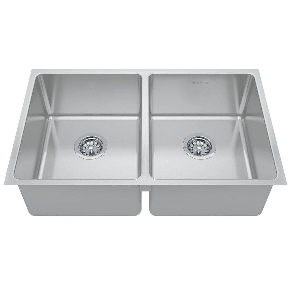 Cuba para Cozinha Gourmet Pia Dupla Aço Inox 74,5x44x20cm Acetinado GhelPlus Inox