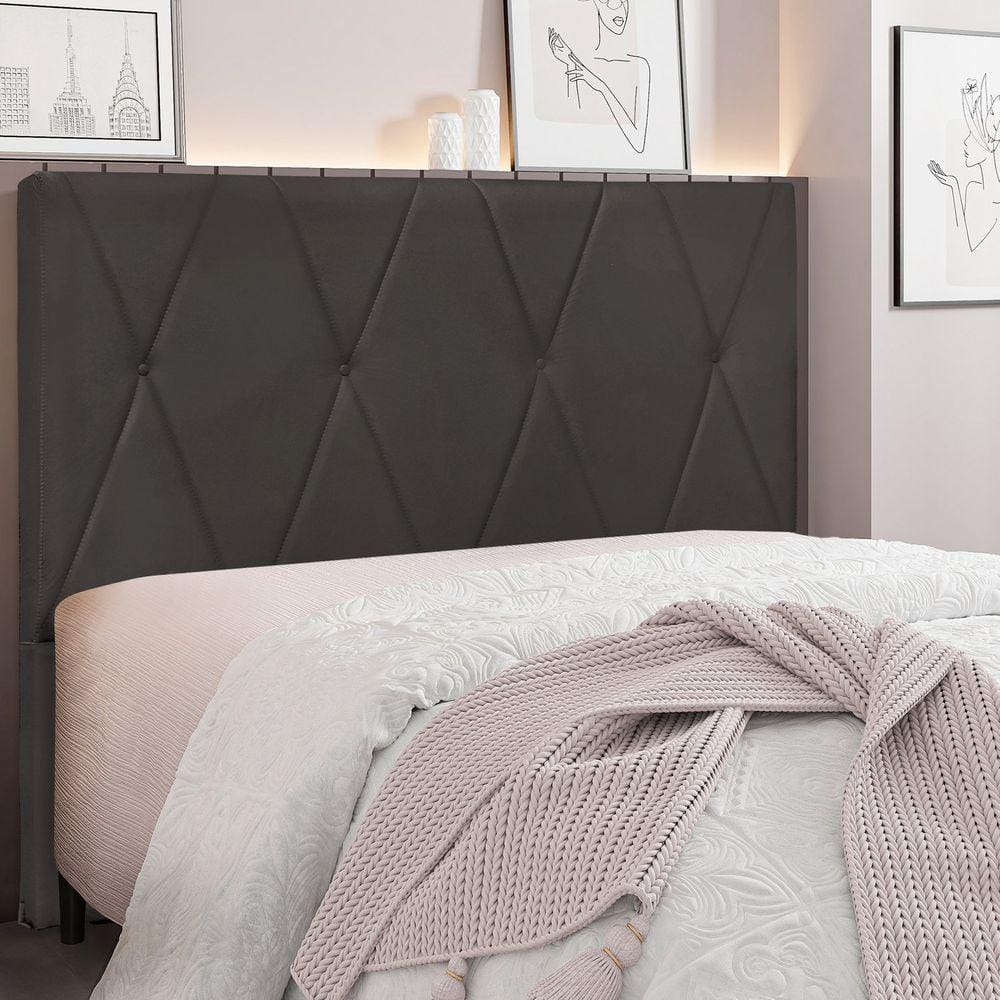 Cabeceira Casal Suede 140cm Aquilla Spezzia Cinza