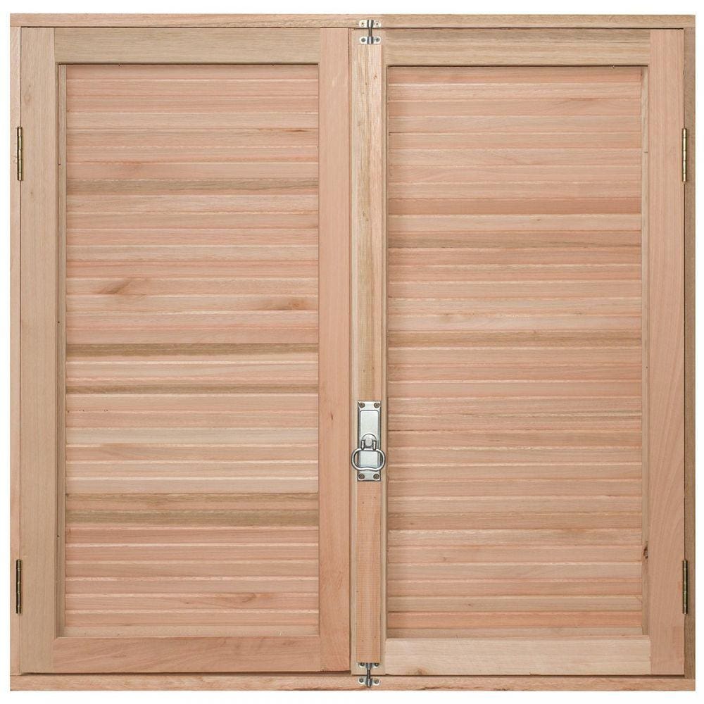 Janela de Madeira Veneziana 100x120cm Com Caixilho 8,5cm EWK 140 Rondosul Marroml