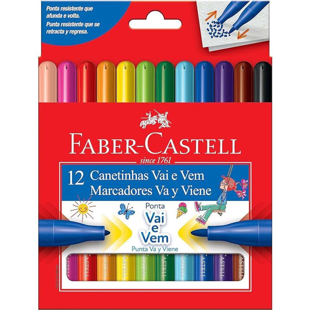 Canetinha Vai e Vem 12 Cores - Faber-Castell