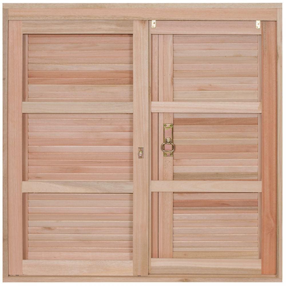 Janela de Madeira Veneziana 100x120cm Com Caixilho 12cm EWK 210 Rondosul Marroml