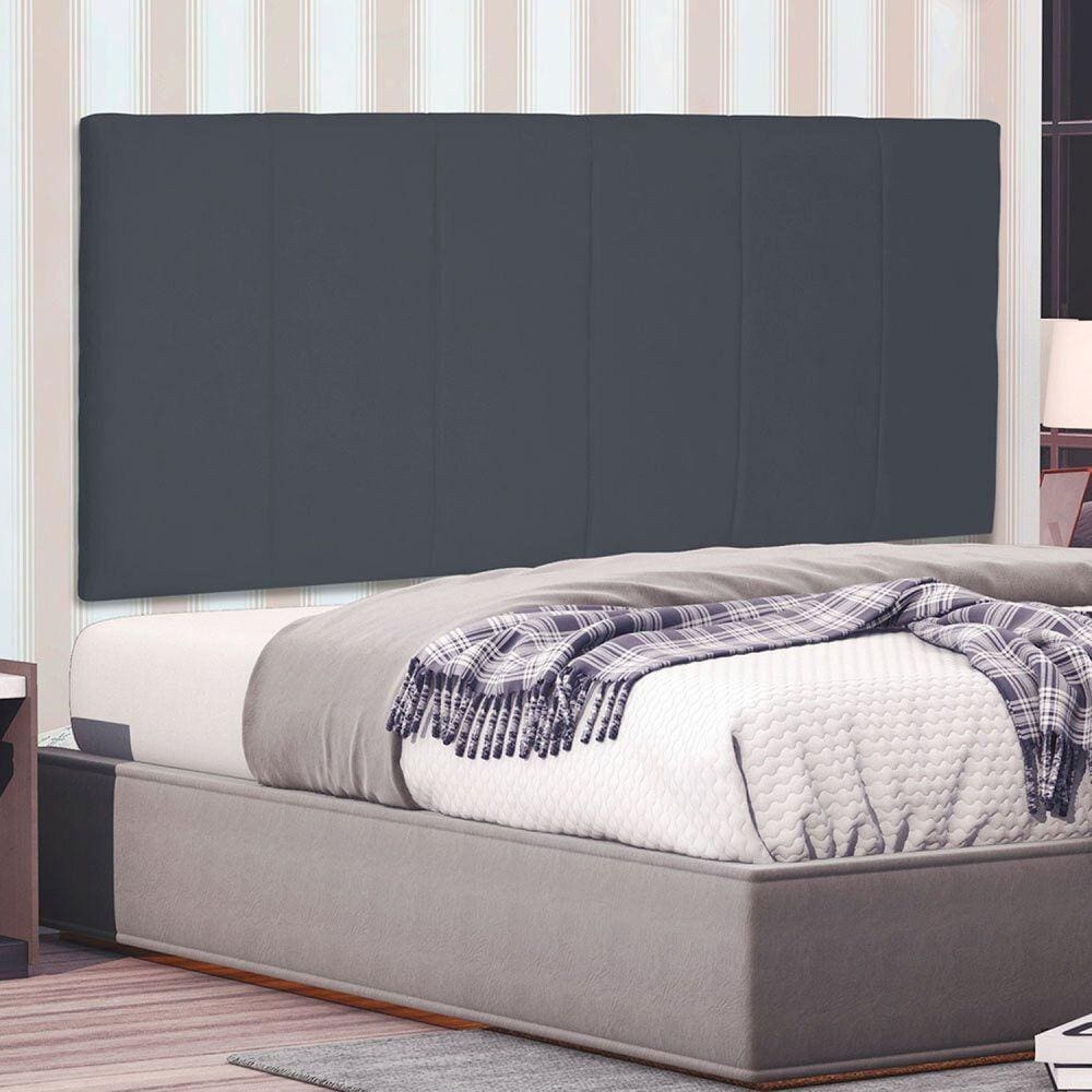 Cabeceira Suspensa Casal 140cm Suede Ravenna Spezzia Cinza