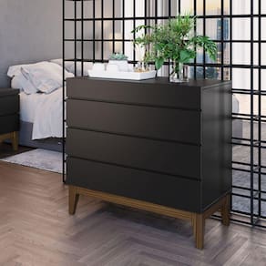 Cômoda 4 Gavetas Fresh Artemobili Preto/Imbuia