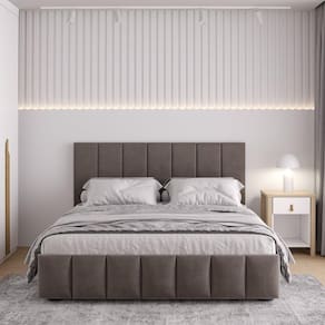 Cama com Cabeceira Casal Estofada Uvaia CabeCasa MadeiraMadeira Cappuccino