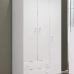 Guarda-Roupa Infantil 3 Portas 2 Gavetas Doce Sonho Qmovi Branco