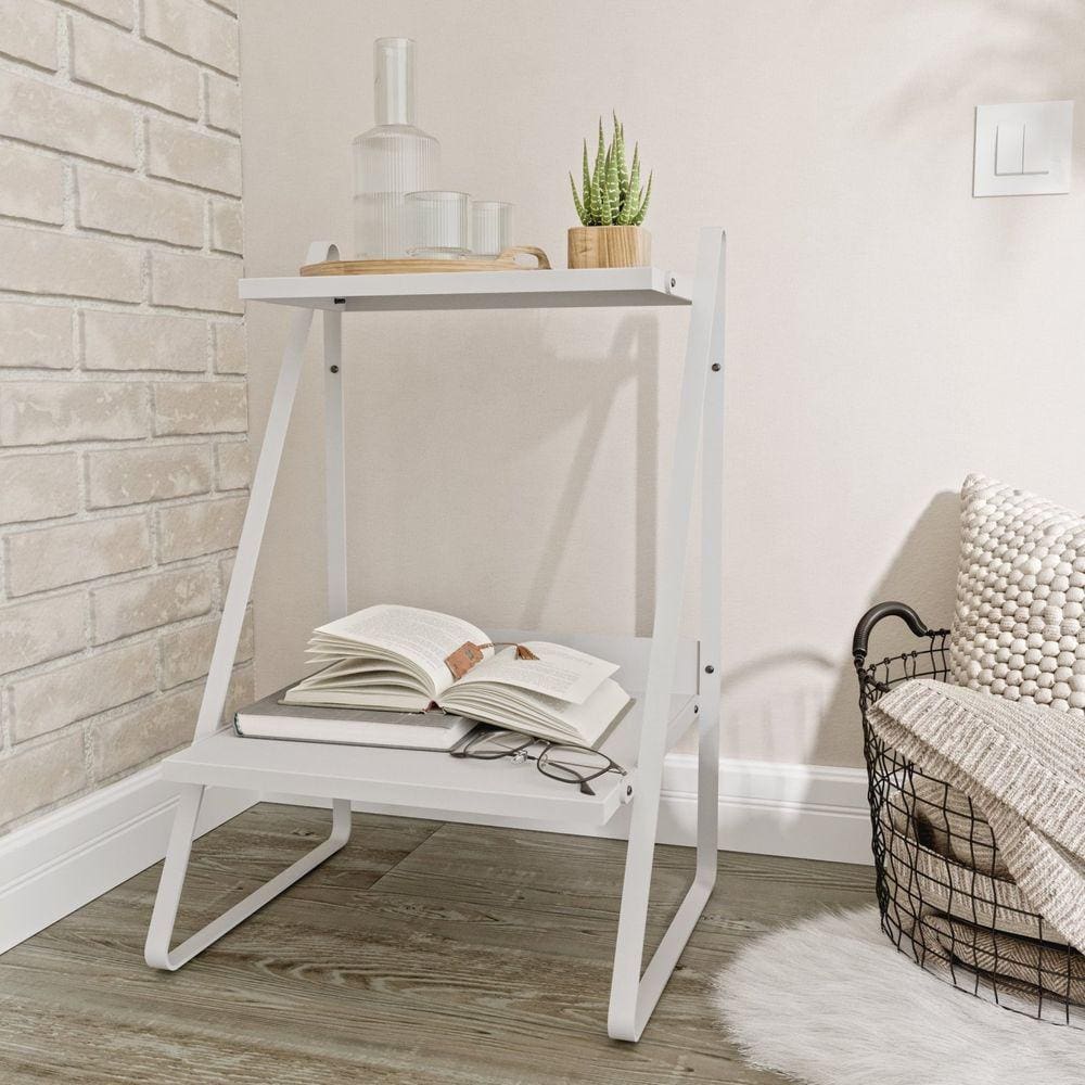 Mesa de Cabeceira Nicho em Aço Begônia CabeCasa MadeiraMadeira Branco