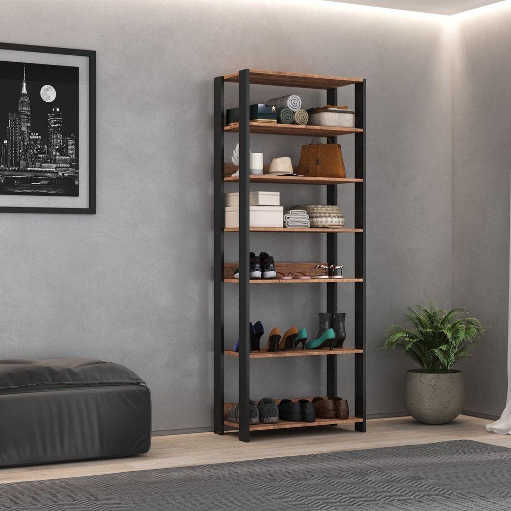 Estante Sapateira Multiuso Industrial 6 Prateleiras M121 Foscarini Preto/Solanum