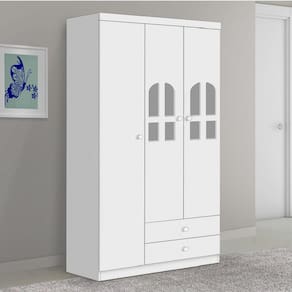 Guarda-Roupa de Bebê 3 Portas 2 Gavetas Alvin J&A Móveis Branco