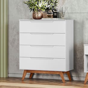 Cômoda Solteiro Retrô 4 Gavetas Alpi Branco