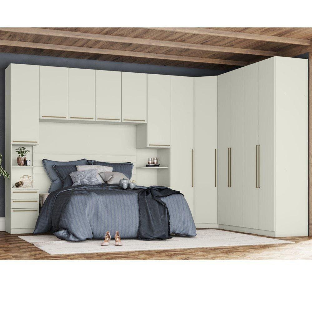 Quarto Modulado Completo Casal 7 Peças 12 Portas 9 Gavetas Seletto Henn Areia HP