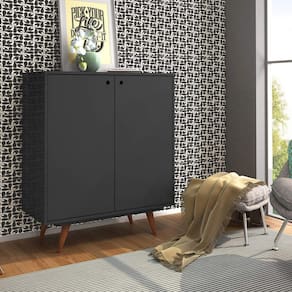 Sapateira 2 Portas 8 Prateleiras Retrô 50 Olivar Preto/Preto