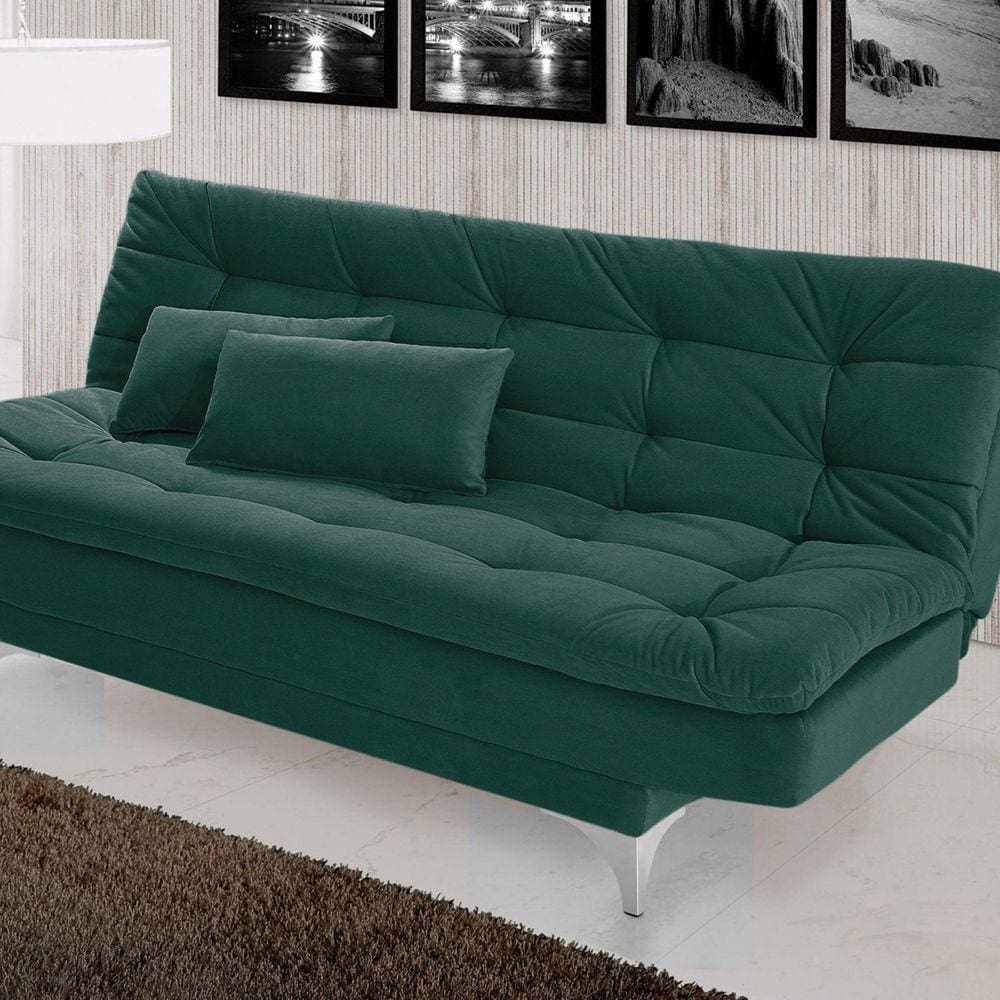 Sofá Cama 3 Lugares Pratic Império Estofados Verde