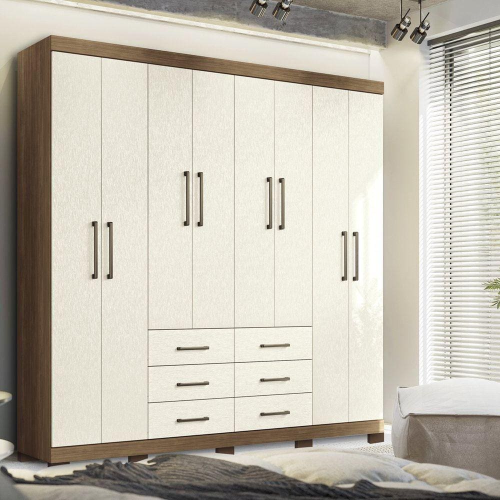 Guarda-roupa Casal 8 Portas 6 Gavetas Liverpool com Pés Jatobá/Areia