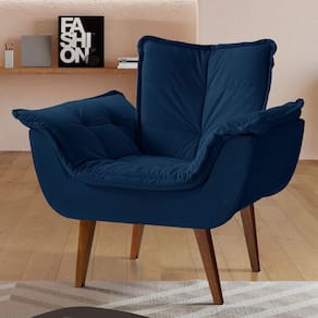 Poltrona Decorativa Estofada Eros Montana Estofados Veludo Azul Marinho