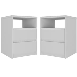 Conjunto com 2 Mesas de Cabeceira Mdf Gales Branco
