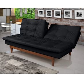 Sofá Cama 3 Lugares Pratic Madeira Império Estofados Preto