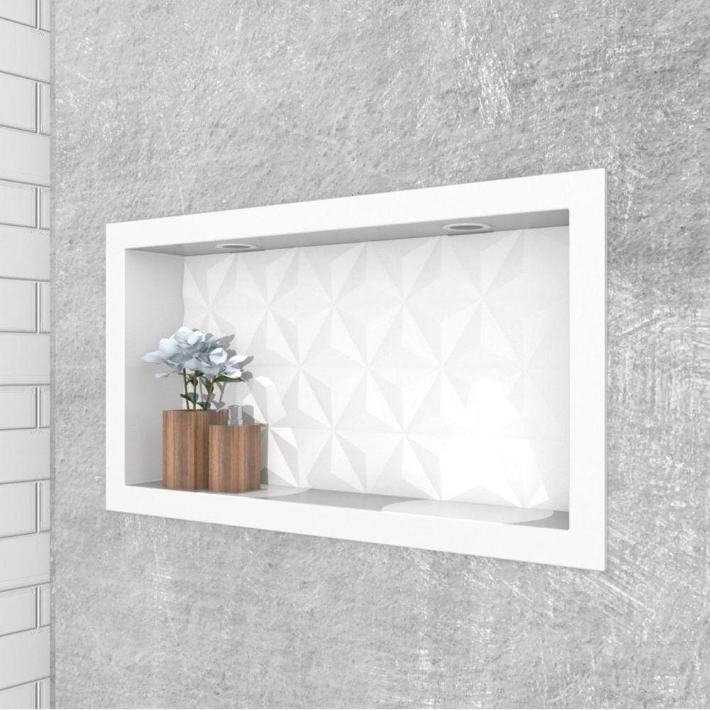 Nicho para Banheiro em Mármore Sintético Texturizado 60x30 Cozimax Branco