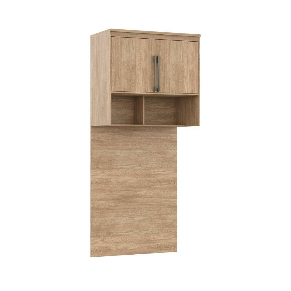 Módulo Aéreo com Painel para Cama Solteiro 2 Portas 2 Nichos Belmax Carvalho