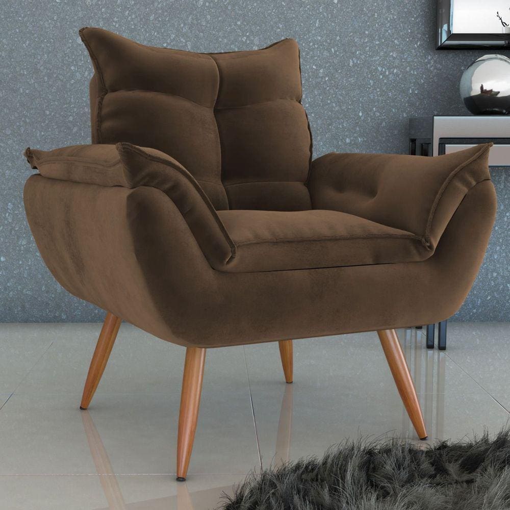 Poltrona para Sala de Estar Tóquio Matrix Veludo/Marrom