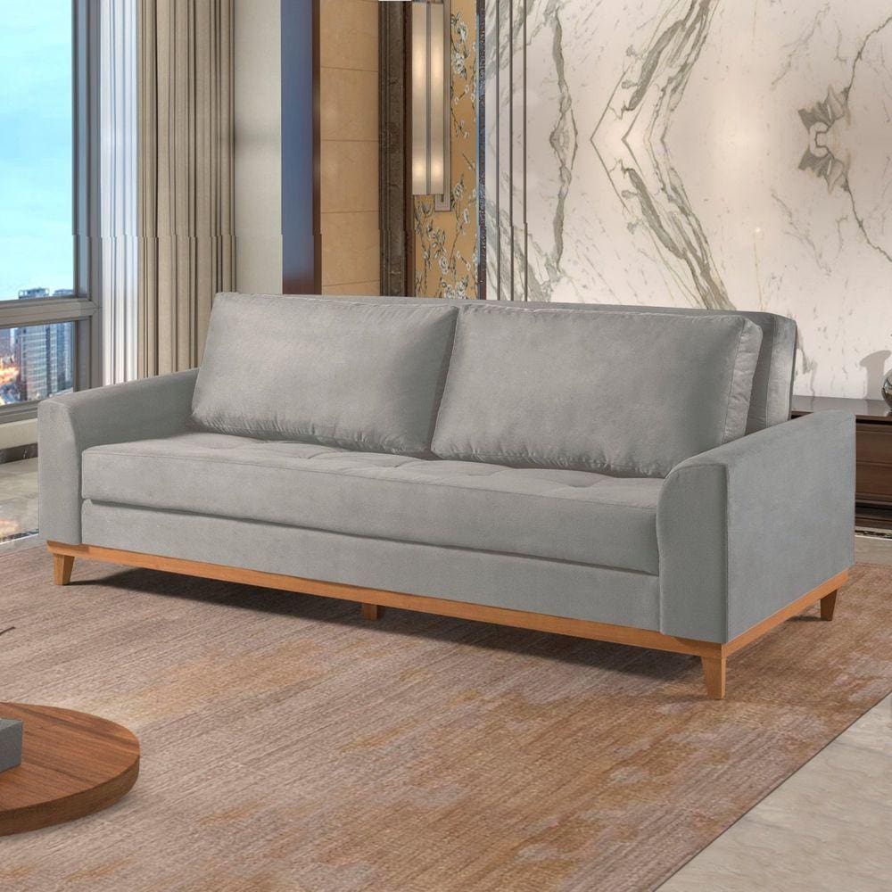 Sofá Cama Living 223cm M157 Martins Estofados Veludo Cinza