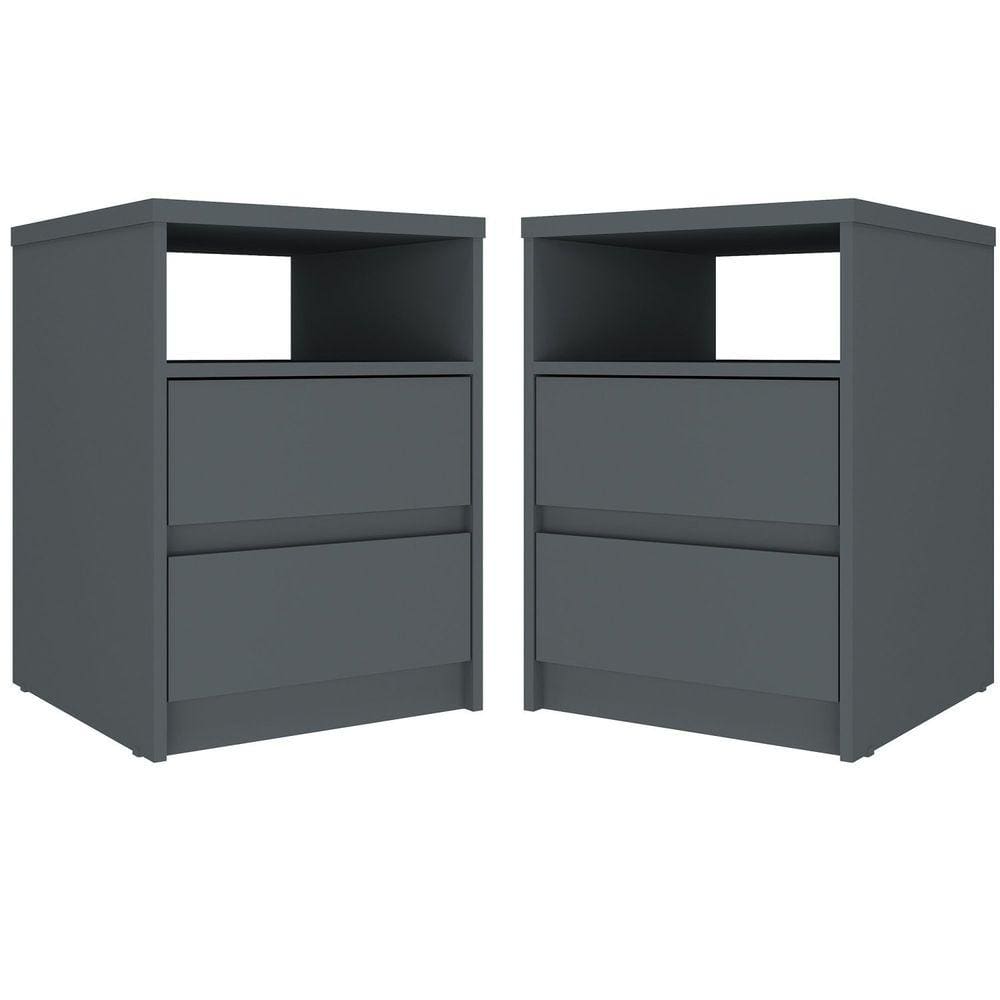 Conjunto com 2 Mesas de Cabeceira Mdf Gales Grafitto