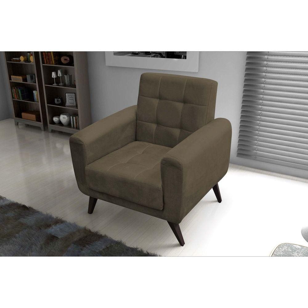 Poltrona para Sala de Estar em Veludo Lívia Matrix Capuccino